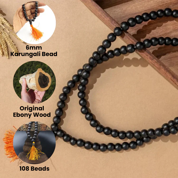 8 mm Karungali Mala And 8mm Karungali Bracelet Combo With Lab Certificate